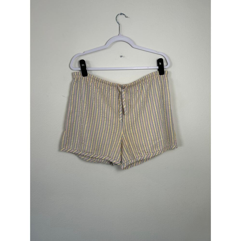 Cherokee Brand Yellow Striped Seersucker Pajama Shorts Womens Medium